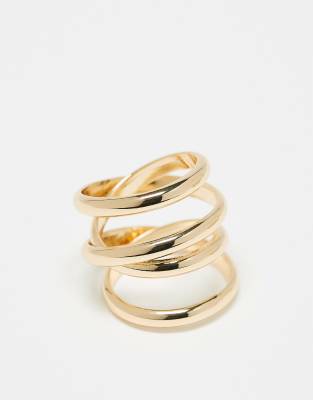 gold tone ring with triple loop design