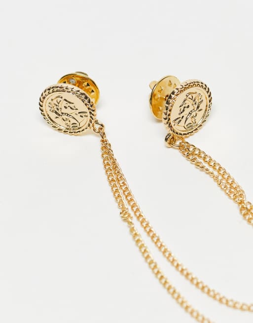 ASOS DESIGN – Goldene Kragenspitzen im Münzdesign