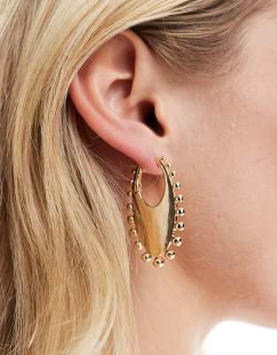 ASOS DESIGN - Goldene Kreolen mit Kugeldesign-Goldfarben