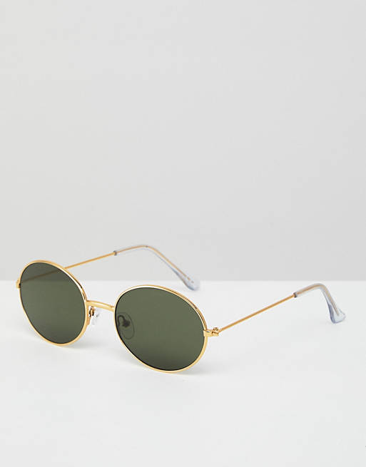 ASOS DESIGN – Goldene, ovale Sonnenbrille im Stil der 90er