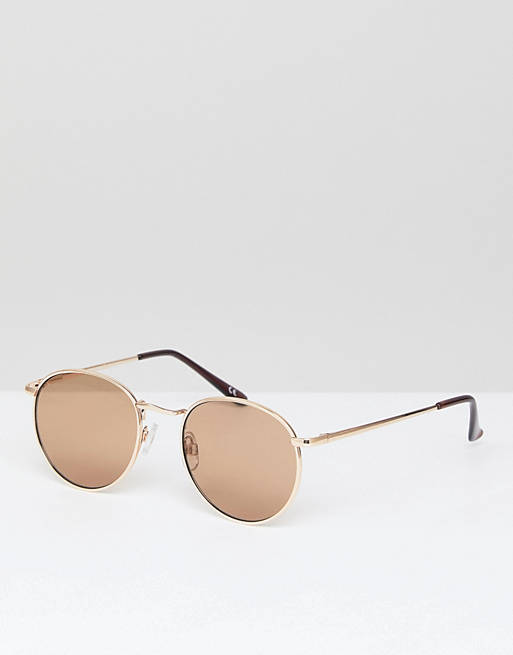 ASOS DESIGN – Goldene Sonnenbrille mit Metallrahmen im Stil der 90er