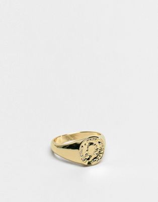 ASOS DESIGN – Goldener Ring mit Münze für den kleinen Finger