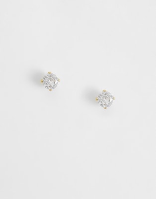 ASOS DESIGN - Goldfarbene Alltags-Ohrstecker aus wasserfestem Edelstahl mit Strassdetail