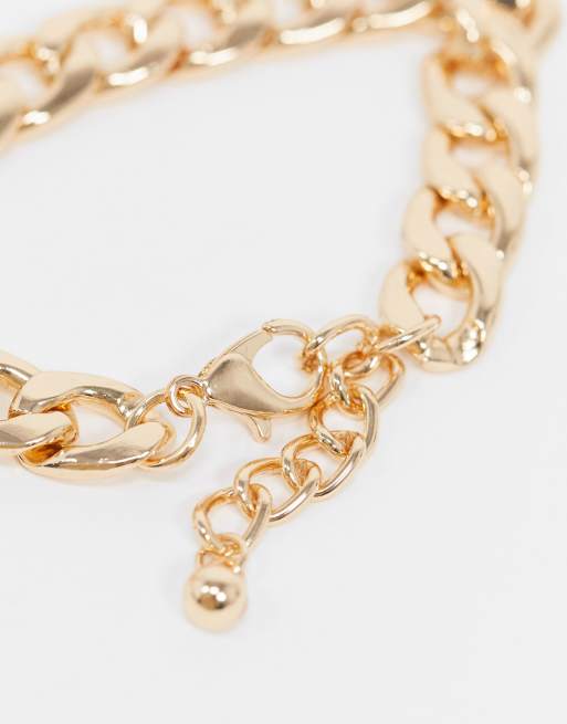 ASOS DESIGN – Goldfarbene Armbänder im 4er-Pack mit offenen Gliedern und Kerbungen, 4 von 4