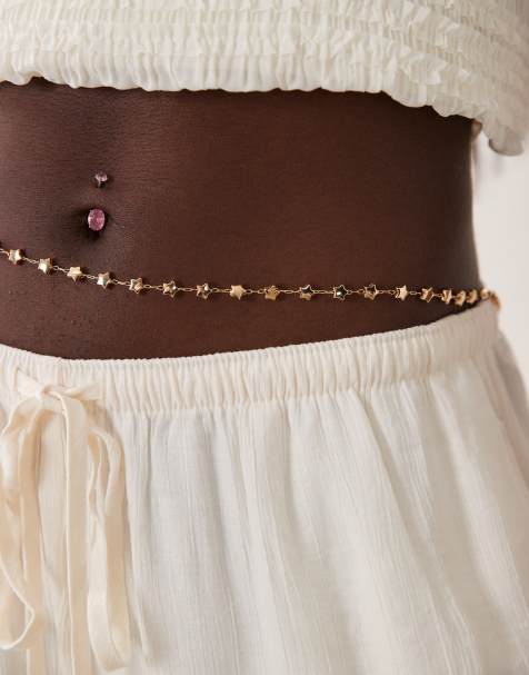 ASOS DESIGN – Goldfarbene Bauchkette mit Stern-Design - view 1