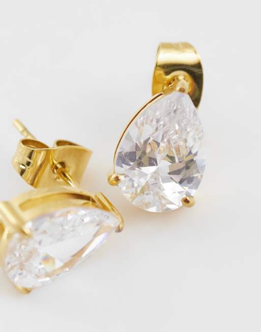 ASOS DESIGN – Goldfarbene Creolen aus wasserfestem Edelstahl mit Strasssteinen, 4 von 4