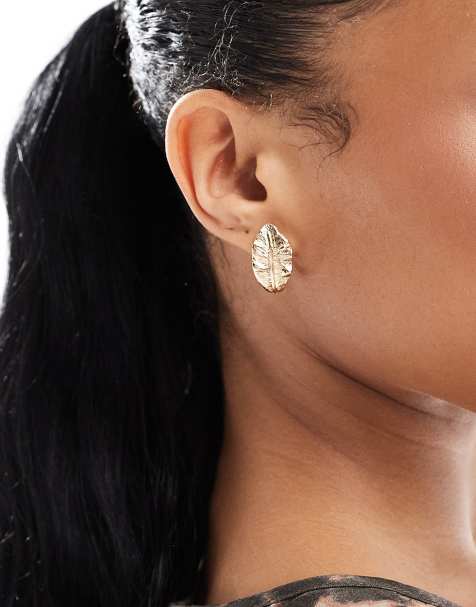 ASOS DESIGN – Goldfarbene Creolen mit Blatt-Design - view 1