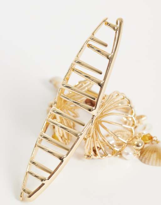 ASOS DESIGN – Goldfarbene Haarklammer mit vom Meer inspirierten Anhängern, 2 von 3