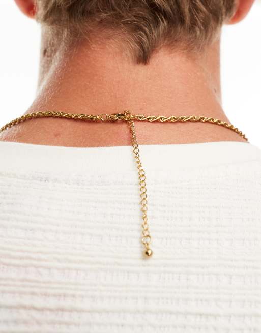 ASOS DESIGN – Goldfarbene Halskette aus wasserfestem Edelstahl in Seiloptik   , 2 von 4