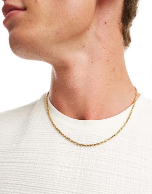 ASOS DESIGN – Goldfarbene Halskette aus wasserfestem Edelstahl in Seiloptik   , 4 von 4