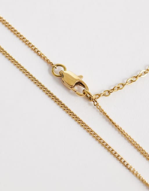 ASOS DESIGN – Goldfarbene Halskette aus wasserfestem Edelstahl mit eckigem Anhänger in Malachit-Optik, 3 von 4