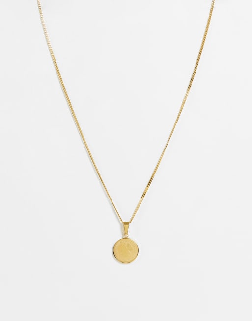 ASOS DESIGN – Goldfarbene Halskette aus wasserfestem Edelstahl mit Goldmünzenanhänger 