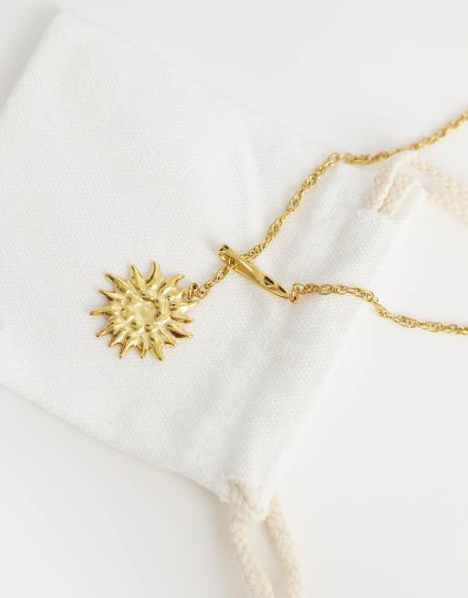 ASOS DESIGN – Goldfarbene Halskette aus wasserfestem Edelstahl mit Sonnen-Anhänger, 4 von 4