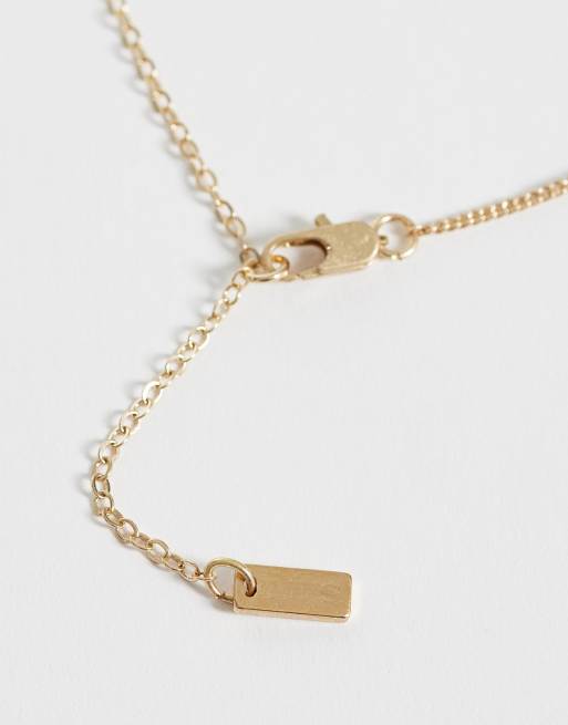 ASOS DESIGN – Goldfarbene Halskette mit eckigem Anhänger und Schmuckstein, 3 von 4