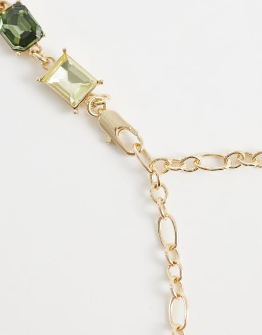 ASOS DESIGN – Goldfarbene Halskette mit eingefassten Kristallsteinen, 4 von 4