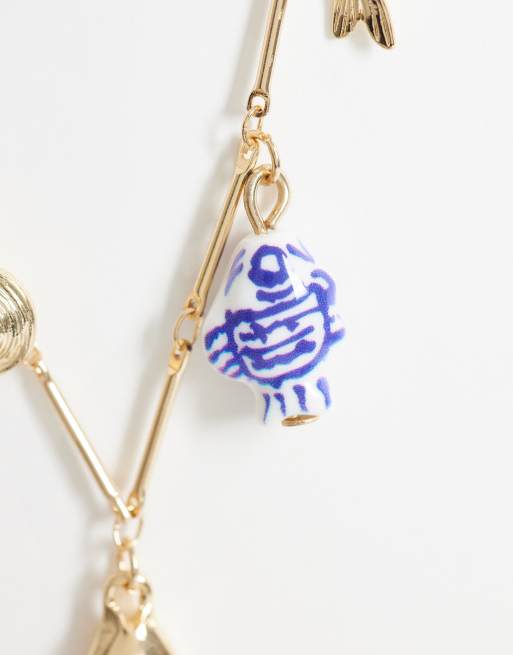 ASOS DESIGN – Goldfarbene Halskette mit Fisch-Anhänger, 3 von 4