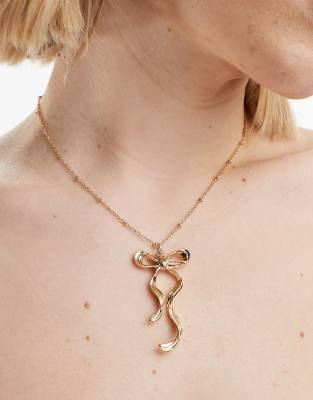 ASOS DESIGN – Goldfarbene Halskette mit Schleifenanhänger