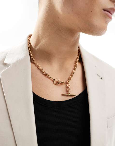 ASOS DESIGN – Goldfarbene Halskette mit T-Steg-Anhänger - view 1