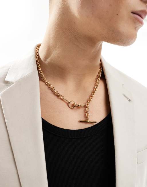 ASOS DESIGN – Goldfarbene Halskette mit T-Steg-Anhänger