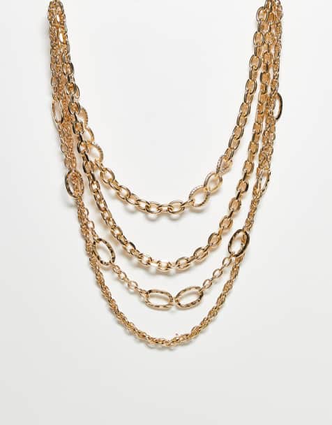ASOS DESIGN – Goldfarbene Halskette mit verschiedenen Kettendesigns im 4er-Pack - view 1