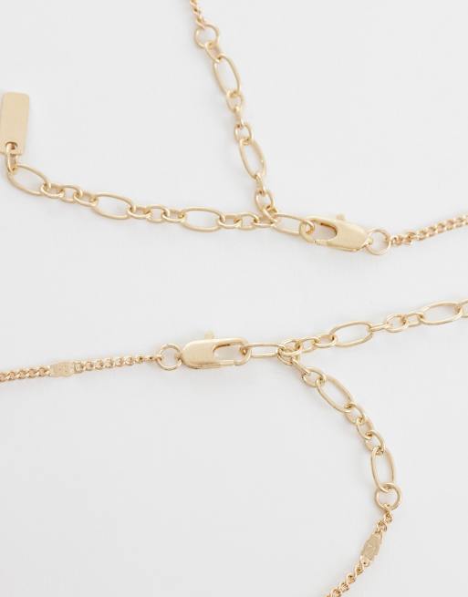 ASOS DESIGN – Goldfarbene Halsketten mit römischem Münzanhänger, 2er-Pack, 2 von 3