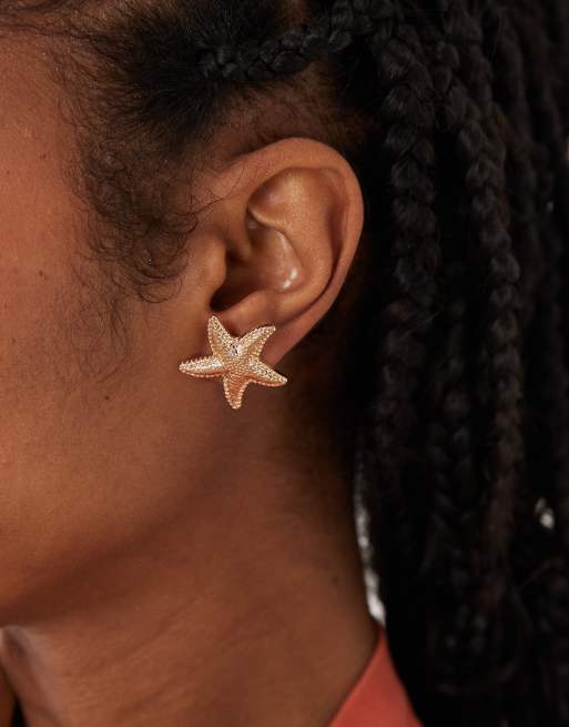 ASOS DESIGN – Goldfarbene, kleine Ohrstecker mit Seestern-Design, 3 von 4