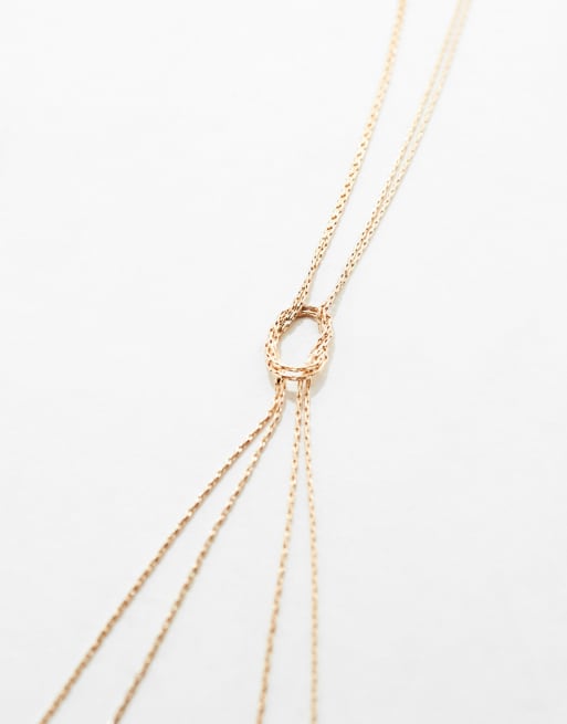 ASOS DESIGN – Goldfarbene Lariat-Halskette mit feinem verschlungenem Design und Knoten, 2 von 4