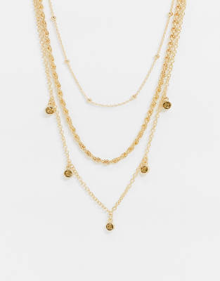 ASOS DESIGN – Goldfarbene, mehrreihige Halskette mit Seildesign und