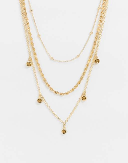 ASOS DESIGN – Goldfarbene, mehrreihige Halskette mit Seildesign und