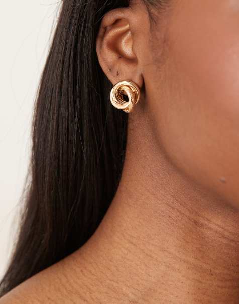 ASOS DESIGN – Goldfarbene Ohrringe mit Knotendesign - view 1