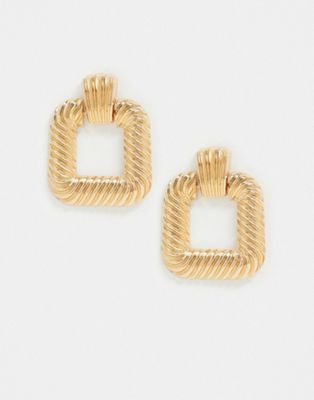 ASOS DESIGN – Goldfarbene Ohrringe mit Rippenstruktur