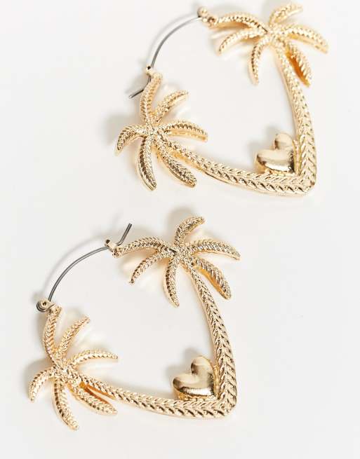 ASOS DESIGN – Goldfarbene Ohrringe mit romantischem Palmendesign