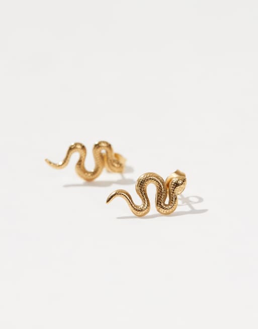ASOS DESIGN – Goldfarbene Ohrstecker aus wasserfestem Edelstahl im Schlangen-Design, 2 von 4
