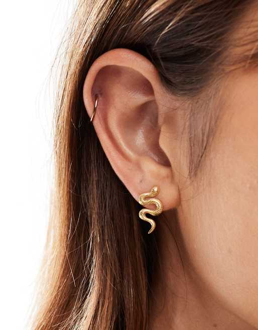 ASOS DESIGN – Goldfarbene Ohrstecker aus wasserfestem Edelstahl im Schlangen-Design, 3 von 4