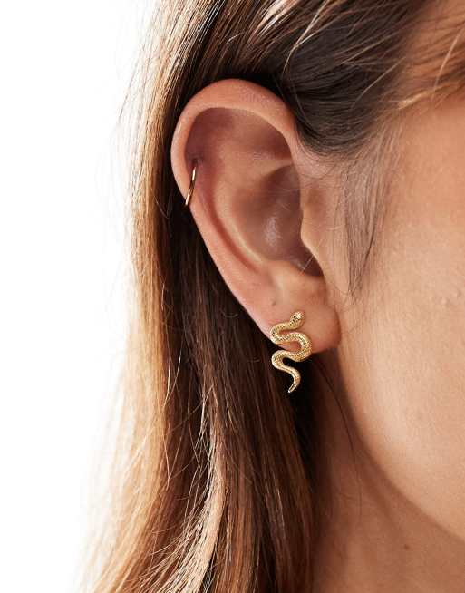 ASOS DESIGN – Goldfarbene Ohrstecker aus wasserfestem Edelstahl im Schlangen-Design, 4 von 4