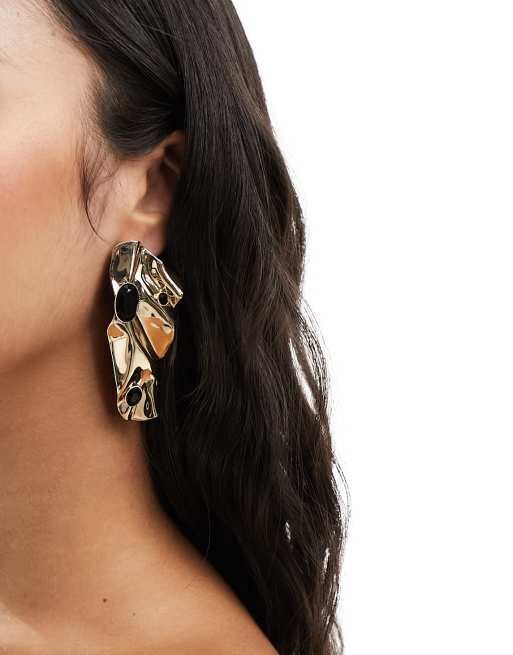 ASOS DESIGN – Goldfarbene Ohrstecker im geschmolzenen Design mit ...