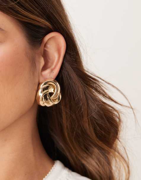 ASOS DESIGN – Goldfarbene Ohrstecker mit großem Knoten-Design - view 1