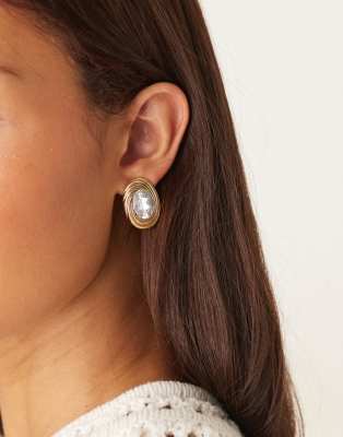 ASOS DESIGN - Goldfarbene Ohrstecker mit Kunst-Diamanten
