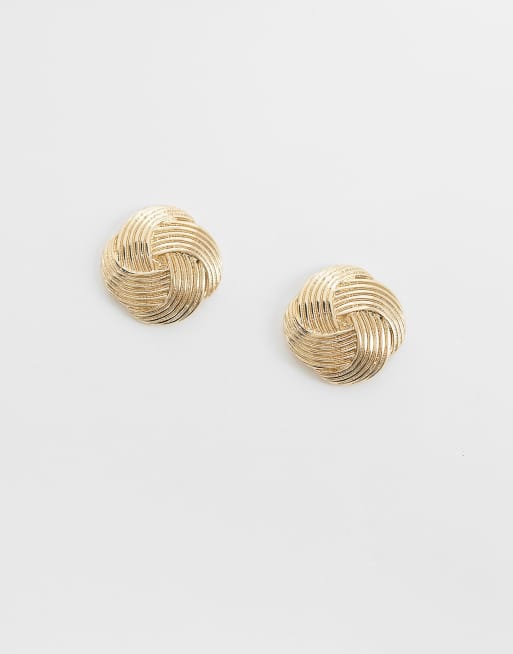 ASOS DESIGN – Goldfarbene Ohrstecker mit Rillenmuster, 2 von 4