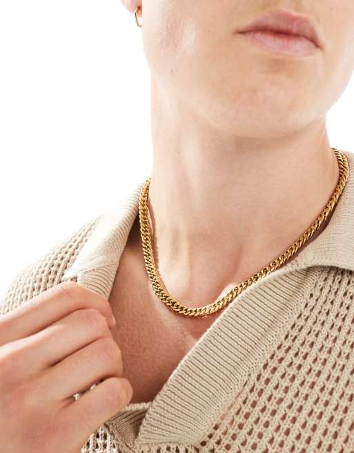 ASOS DESIGN – Goldfarbene Panzerhalskette aus wasserfestem Edelstahl   , 3 von 4