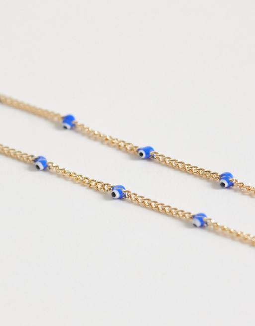 ASOS DESIGN – Goldfarbene Sonnenbrillenkette mit Blauaugen-Detail, 2 von 3