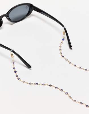 ASOS DESIGN - Goldfarbene Sonnenbrillenkette mit Evil-Eye-Detail
