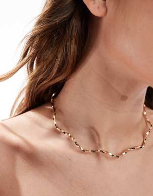 ASOS DESIGN - Goldfarbene Spangen-Choker-Halskette mit verdrehtem Design