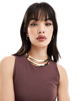 ASOS DESIGN - Goldfarbene Spangen-Choker-Halskette mit zweireihigem Design