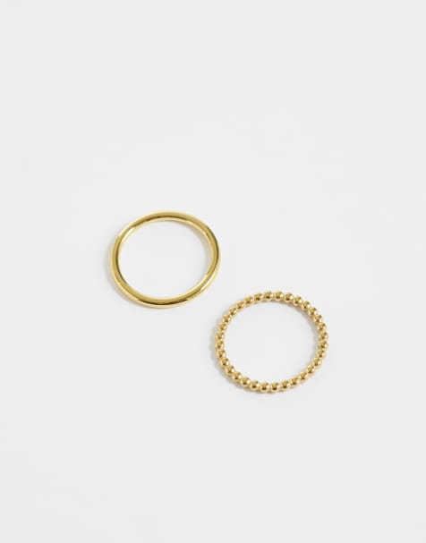 ASOS DESIGN – Goldfarbene Stapelringe aus wasserfestem Edelstahl im Multipack - view 1