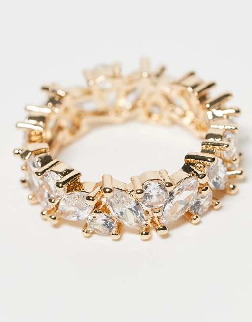 ASOS DESIGN – Goldfarbener Baguette-Ring mit transparenten Zirkonia-Schmucksteinen und Geschenkbeutel, 3 von 3