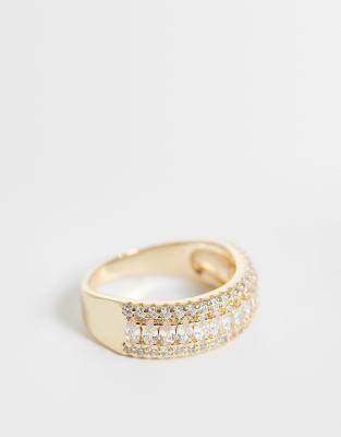 Goldfarbener Bandring mit Marquise-Zirkonia Gold XL