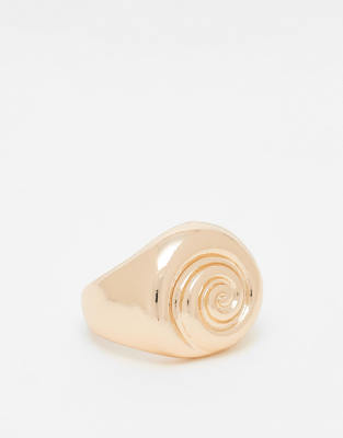 ASOS DESIGN - Goldfarbener, klobiger Ring mit Muscheldesign-Silber