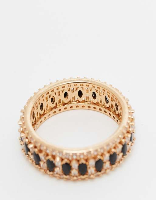 ASOS DESIGN – Goldfarbener Kristallring im Marquise-Schliff mit schwarzen Schmucksteinen, 3 von 3
