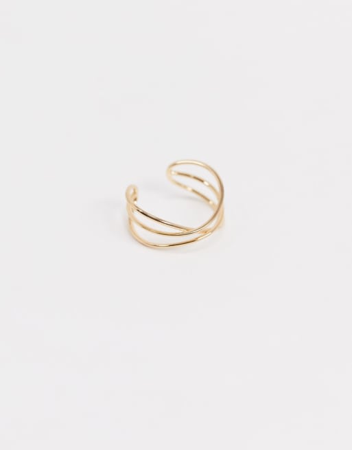 ASOS DESIGN – Goldfarbener Ohrschmuck mit gewickeltem Drahtdesign